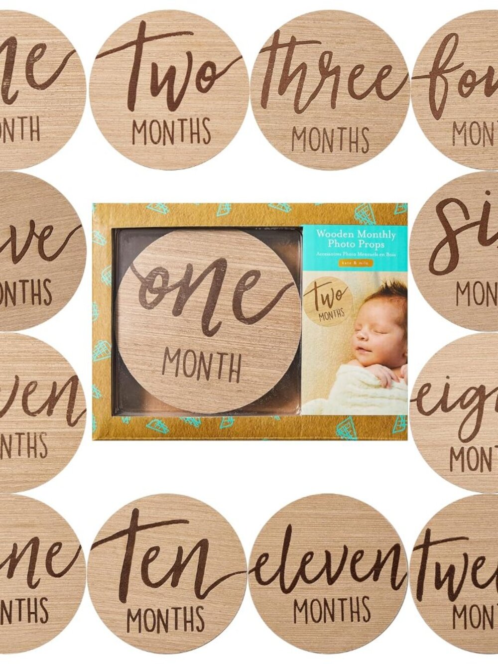 Baby Monthly Milestone Photo Props, 1-12 Months Marker Discs